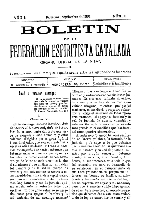 Boletín de la Federación Espiritista Catalana